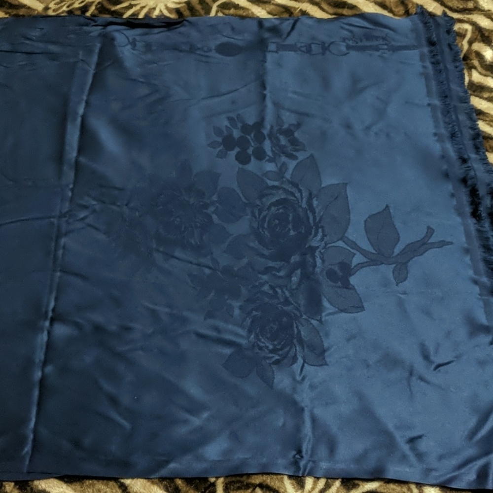 Beautiful blue scarf with dark blue floral design